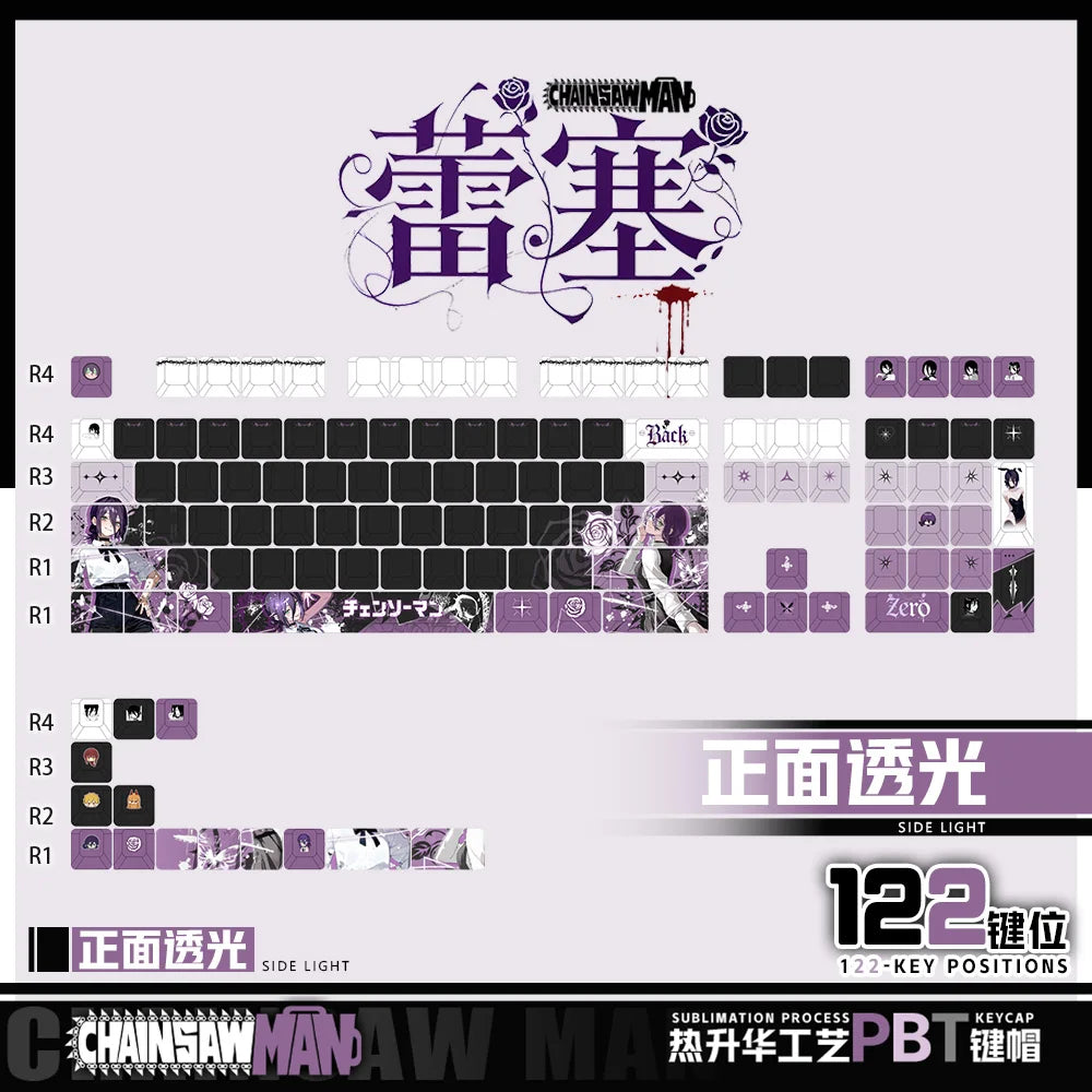 Chainsaw Man Reze Translucent Anime Theme Keycaps 122 Set