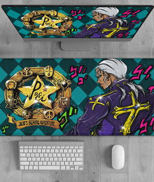 JoJo’s Bizarre Adventure Enrico Pucci Teal Diamond Mouse Pad – Large Gaming & Office Desk Mat