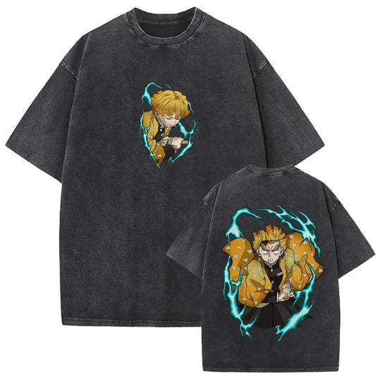 Demon Slayer Zenitsu Shirt Vintage Oversized Style Anime Shirt