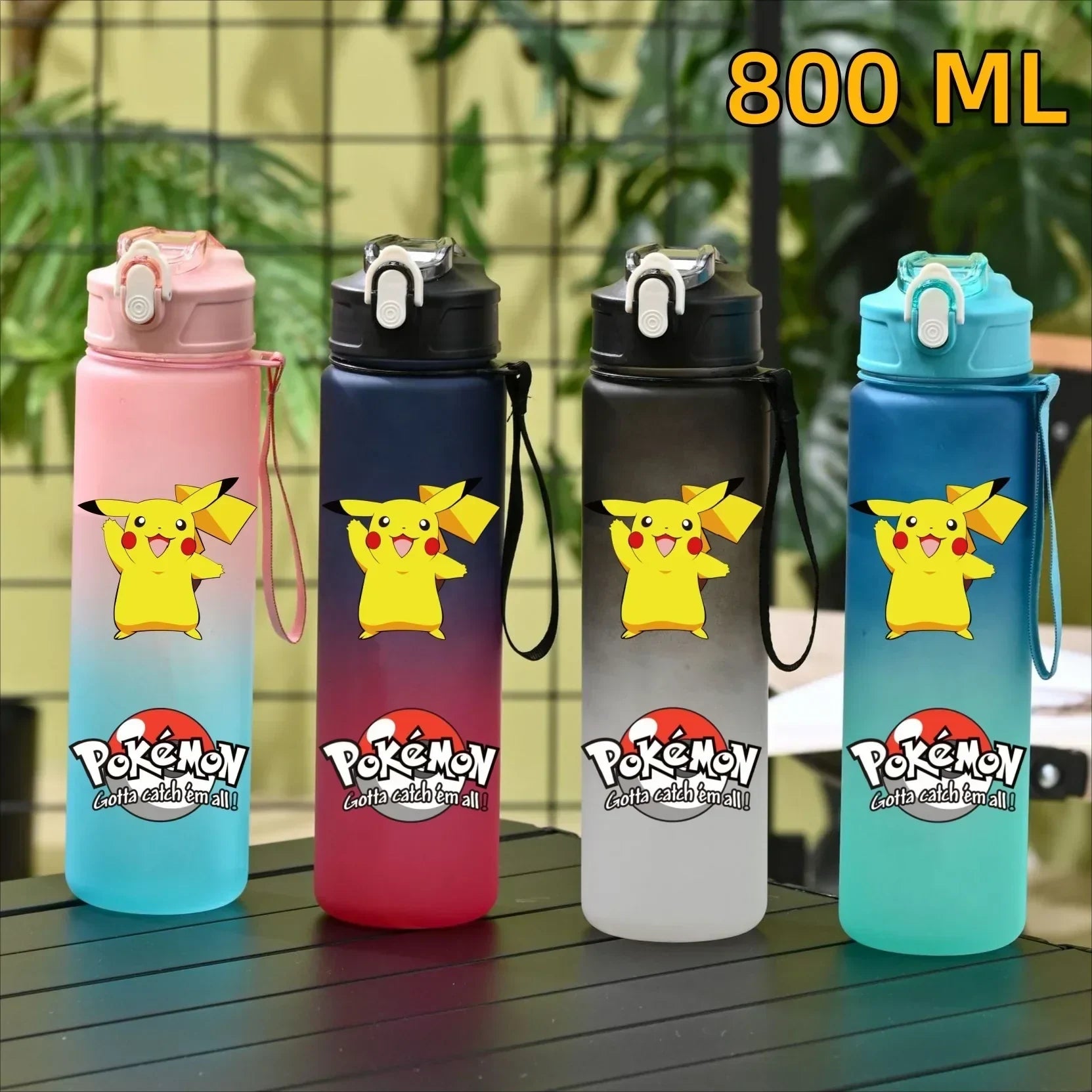 Pokemon Pikachu Sports Water Bottle With Straw BPA-Free & Leakproof