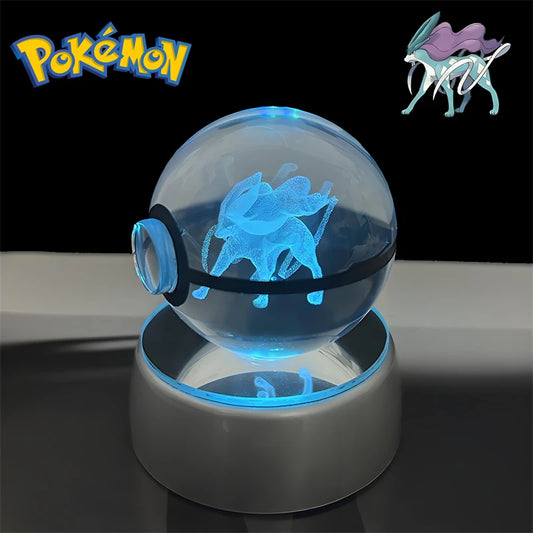 Pokemon Suicune Figure 3D Crystal Ball Night Light Lamp