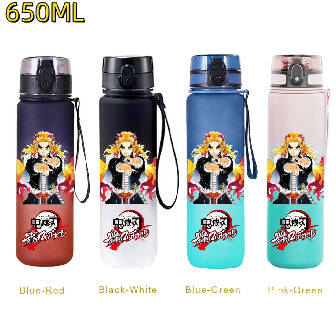 Demon Slayer Rengoku Water Bottle – 650ml Leakproof Gym Bottle