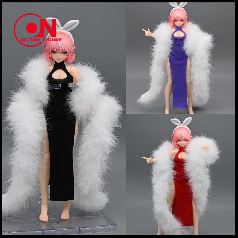 1/12 Scale Cheongsam Dress & Shawl For 6-Inch Female Action Figures