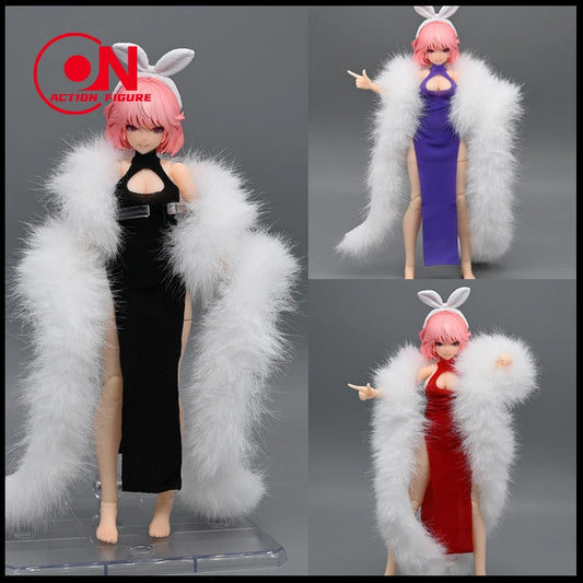 1/12 Scale Cheongsam Dress & Shawl For 6-Inch Female Action Figures