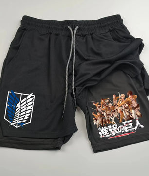 Attack on Titan Compression Shorts - Men's Anime Sports Shorts