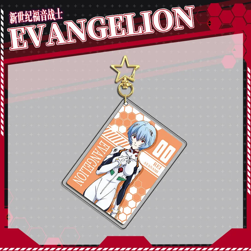 Evangelion Ayanami Rei Acrylic Stand Keychain & Double-Sided Badge Set