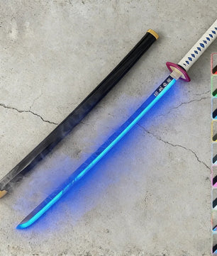 40in Demon Slayer Tsugikuni Yoriichi Katana LED Mist Original Sabre Cosplay Accessories Prop Wood Vapor Schwert Vapour Toy Gift