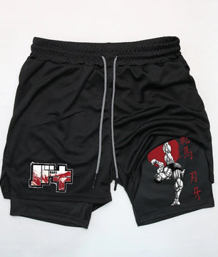 Baki Style Compression Shorts - Men's Anime Workout Shorts