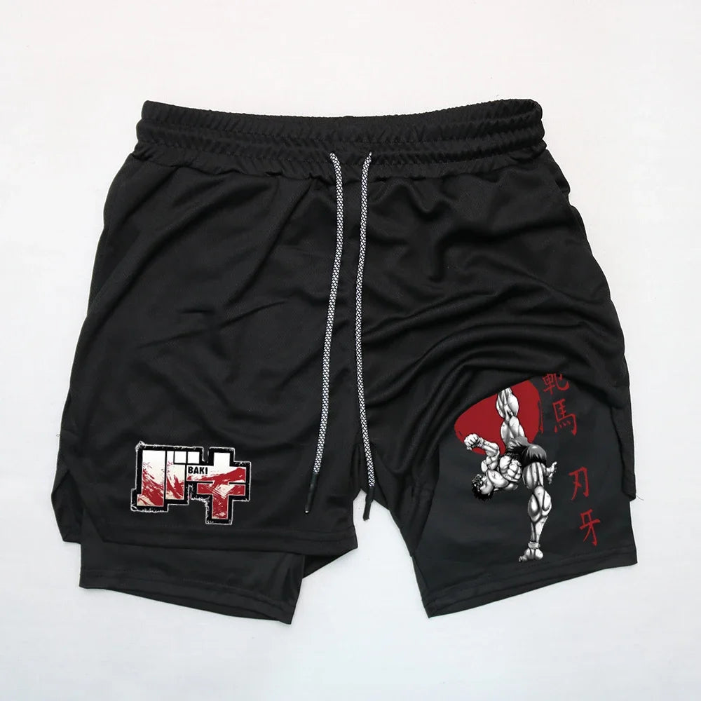 Baki Style Compression Shorts - Men's Anime Workout Shorts