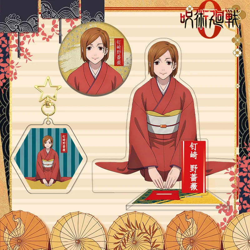 Jujutsu Kaisen Nobara Kugisaki Kimono Series Acrylic Stand Keychain Badge Set