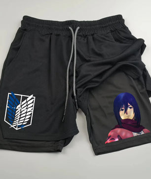 Attack on Titan Mikasa Compression Shorts - Men's Anime Sports Shorts