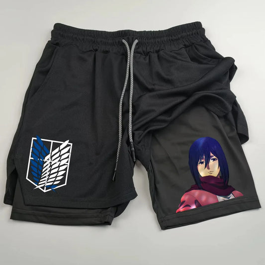 Attack on Titan Mikasa Compression Shorts - Men's Anime Sports Shorts
