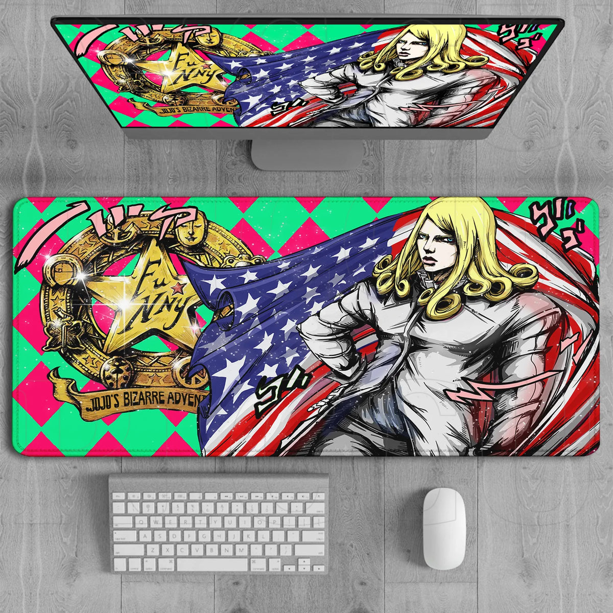 JoJo’s Bizarre Adventure Funny Valentine Stars & Stripes Mouse Pad – Large Gaming & Office Desk Mat