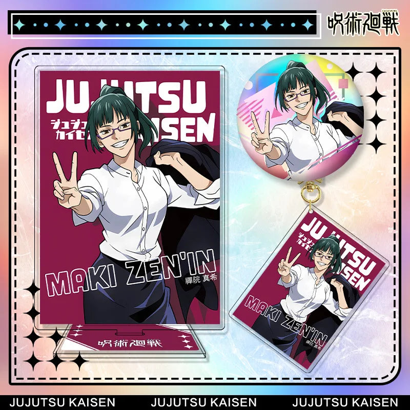 Jujutsu Kaisen Maki Zenin Acrylic Stand Keychain & Badge Set