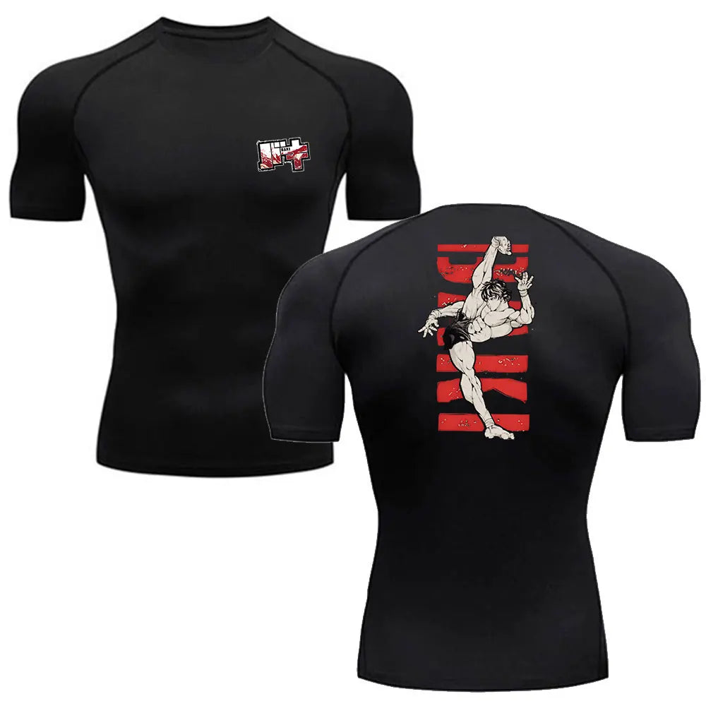 Baki Anime Compression Shirt – Men's Breathable Rash Guard
