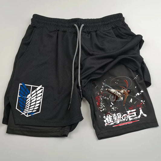 Attack on Titan Mikasa Compression Shorts - Men's Anime Sports Shorts