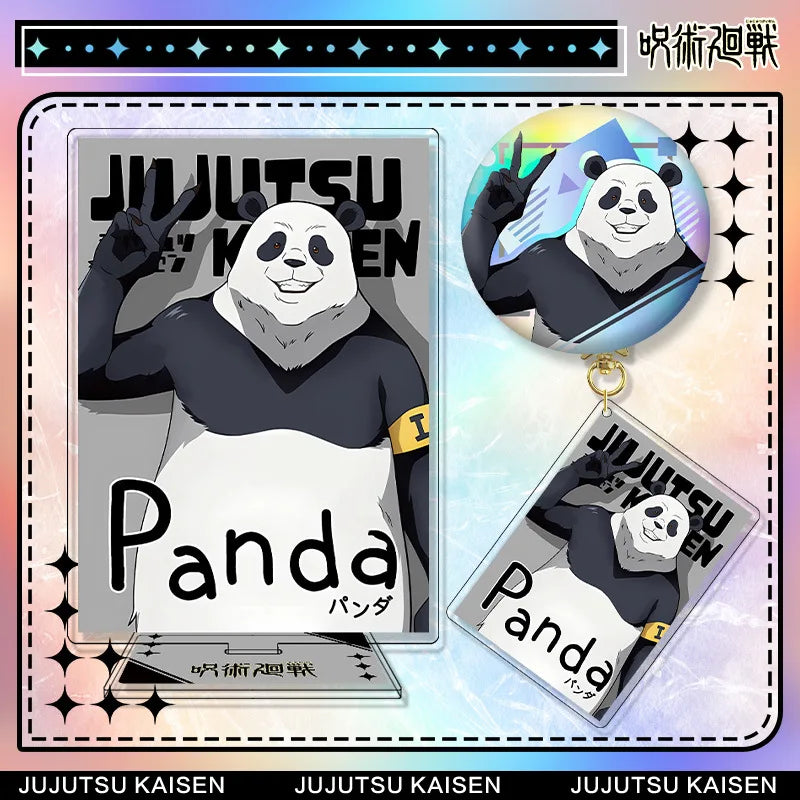 Jujutsu Kaisen Panda Acrylic Stand Keychain & Badge Set