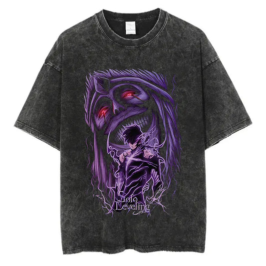 Solo Leveling Jin Woo Shirt Vintage Oversized Style Anime Shirt
