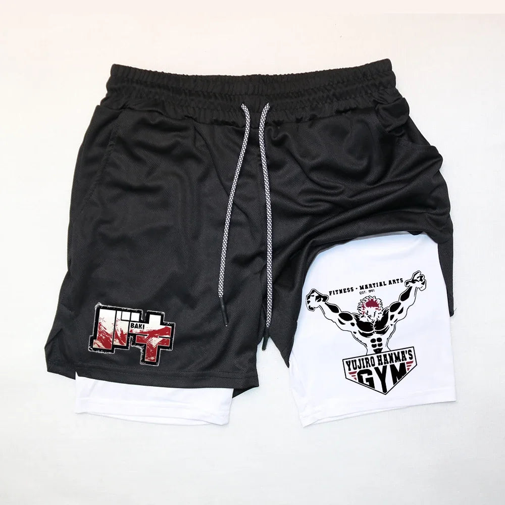 Baki Style Compression Shorts - Men's Anime Workout Shorts