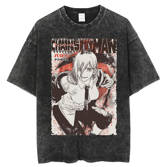 Chainsaw Man Shirt Power Oversized Cotton Anime Shirt