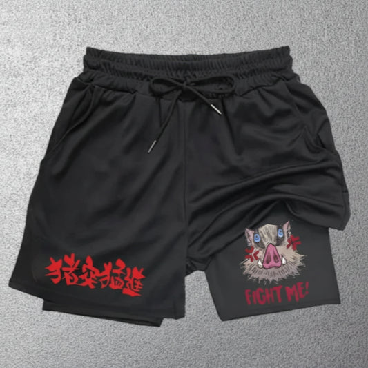 Demon Slayer Inosuke Compression Shorts - Men's Anime Sports Shorts