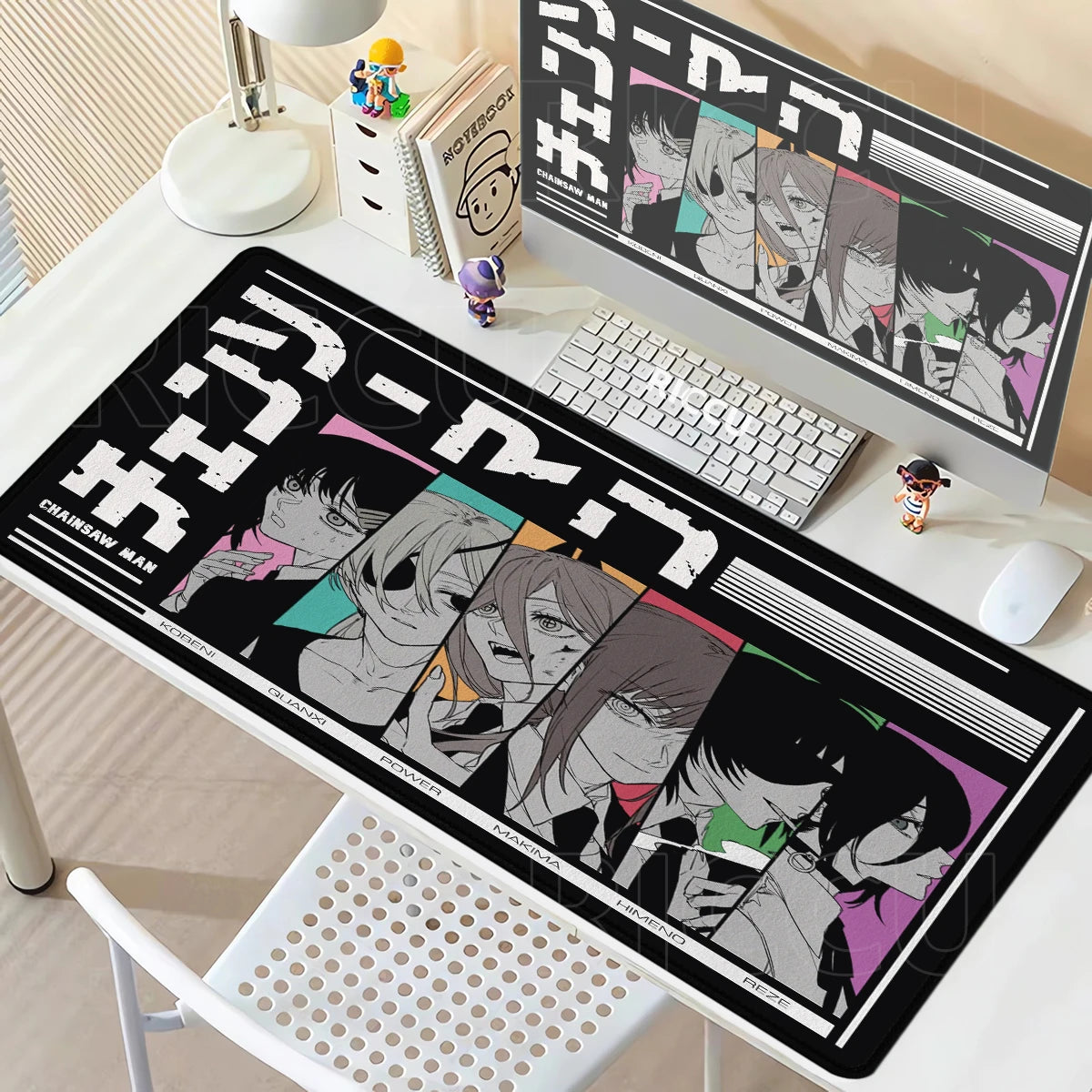 Chainsaw Man Color Accent Character Panels Mouse Pad – Large Gaming & Office Desk Mat