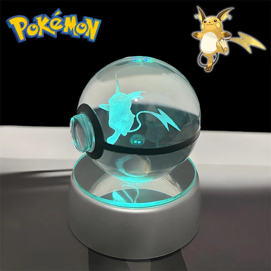Pokemon Raichu Figure 3D Crystal Ball Night Light Lamp