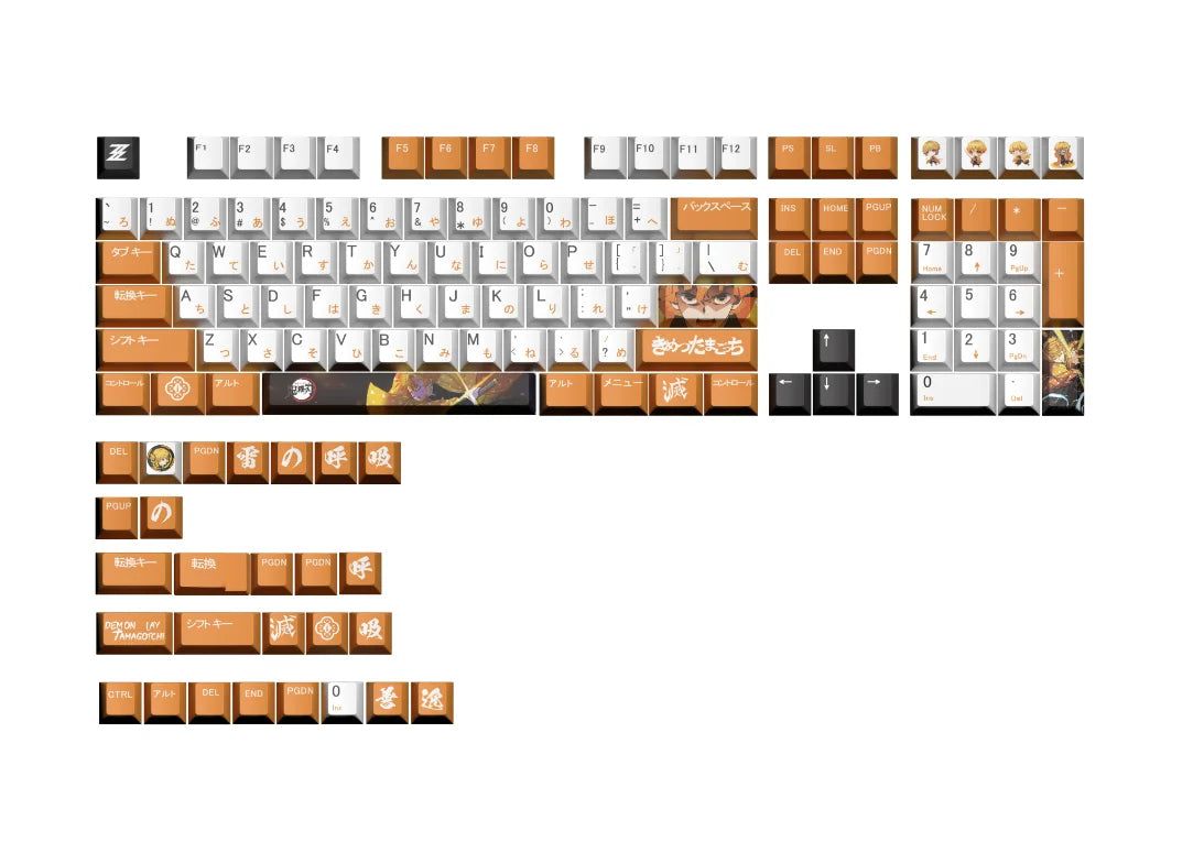 Demon Slayer Zenitsu Agamatsu Keycaps For Keyboard 128 Keys