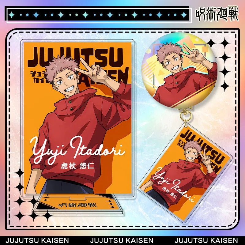 Jujutsu Kaisen Yuji Itadori Acrylic Stand Keychain & Badge Set