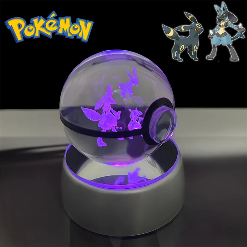 Pokemon Umbreon Lucario Figure 3D Crystal Ball Night Light Lamp