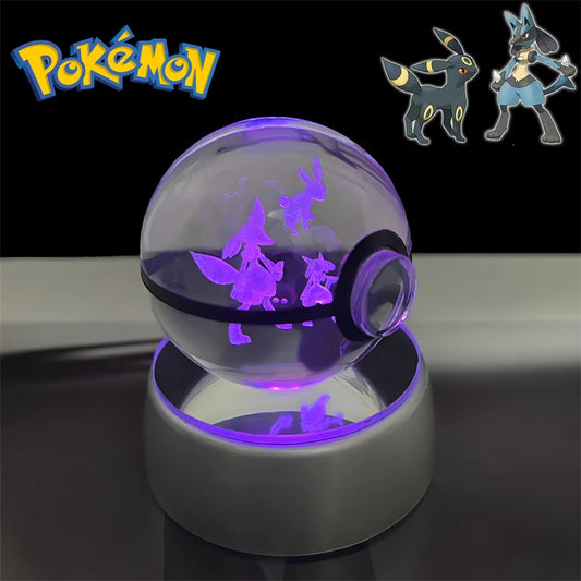 Pokemon Umbreon Lucario Figure 3D Crystal Ball Night Light Lamp