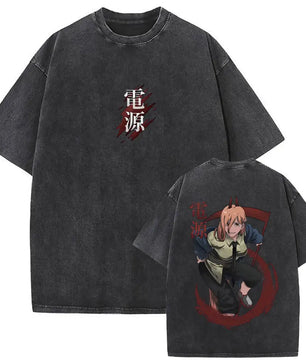 Chainsaw Man Power Shirt Vintage Oversized Style Anime Shirt