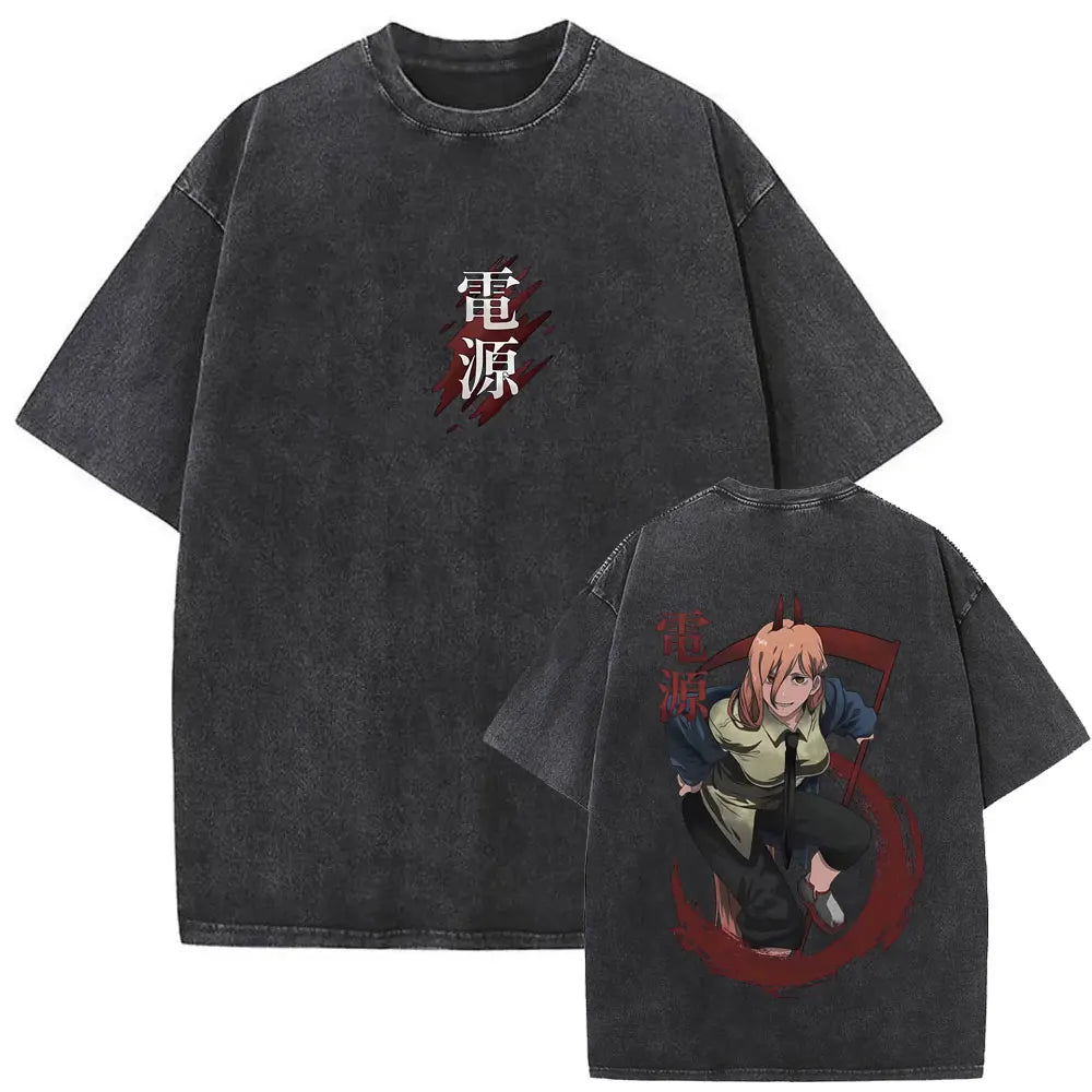 Chainsaw Man Power Shirt Vintage Oversized Style Anime Shirt