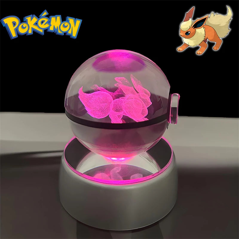 Pokemon Flareon Figure 3D Crystal Ball Night Light Lamp