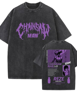 Chainsaw Man Reze Shirt Vintage Oversized Style Anime Shirt