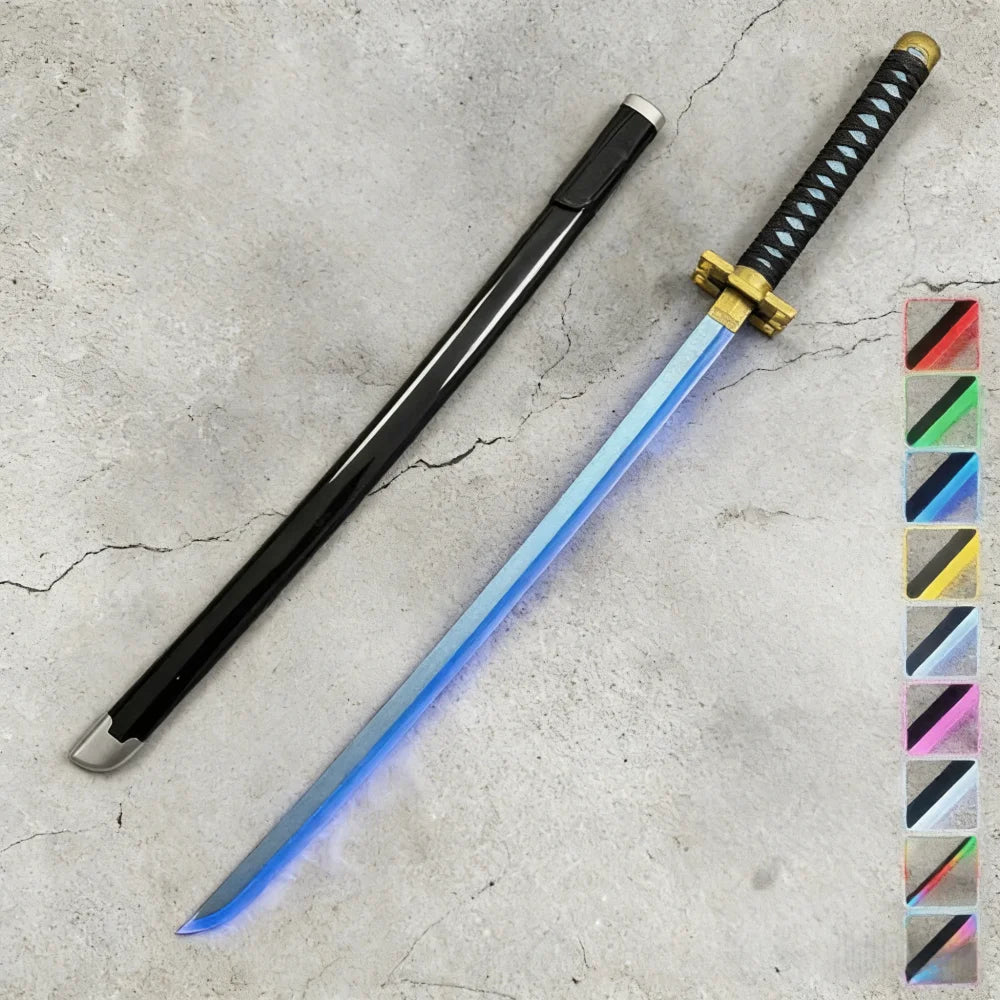 40in Demon Slayer Tsugikuni Yoriichi Katana LED Mist Original Sabre Cosplay Accessories Prop Wood Vapor Schwert Vapour Toy Gift