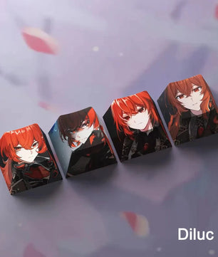 Genshin Impact Diluc Keycaps 4pc Sublimation R4 Cherry Profile