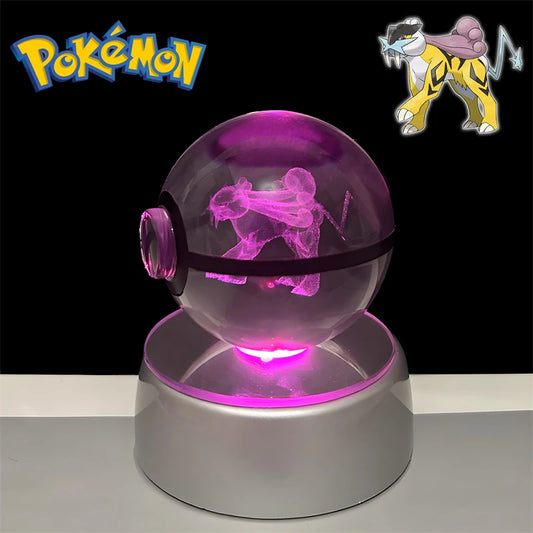 Pokemon Raikou Figure 3D Crystal Ball Night Light Lamp