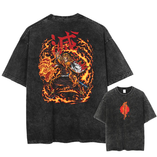Demon Slayer Rengoku Shirt Oversized Style Anime Shirt
