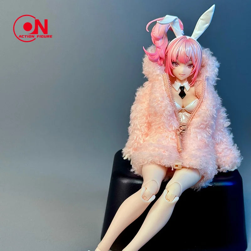 1/12 Scale Cute Plush Fashion Coat for 6-Inch Female Action Figures