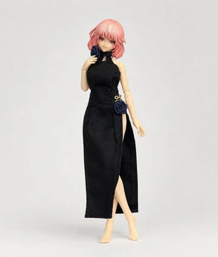 Vintage Black Evening Dress For 1/12 Scale Female Action Figures