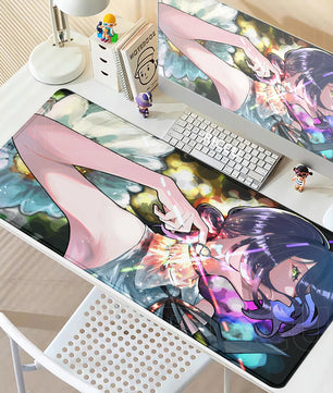 Chainsaw Man Reze Luminous Floral Portrait Mouse Pad – Large Gaming & Office Desk Mat