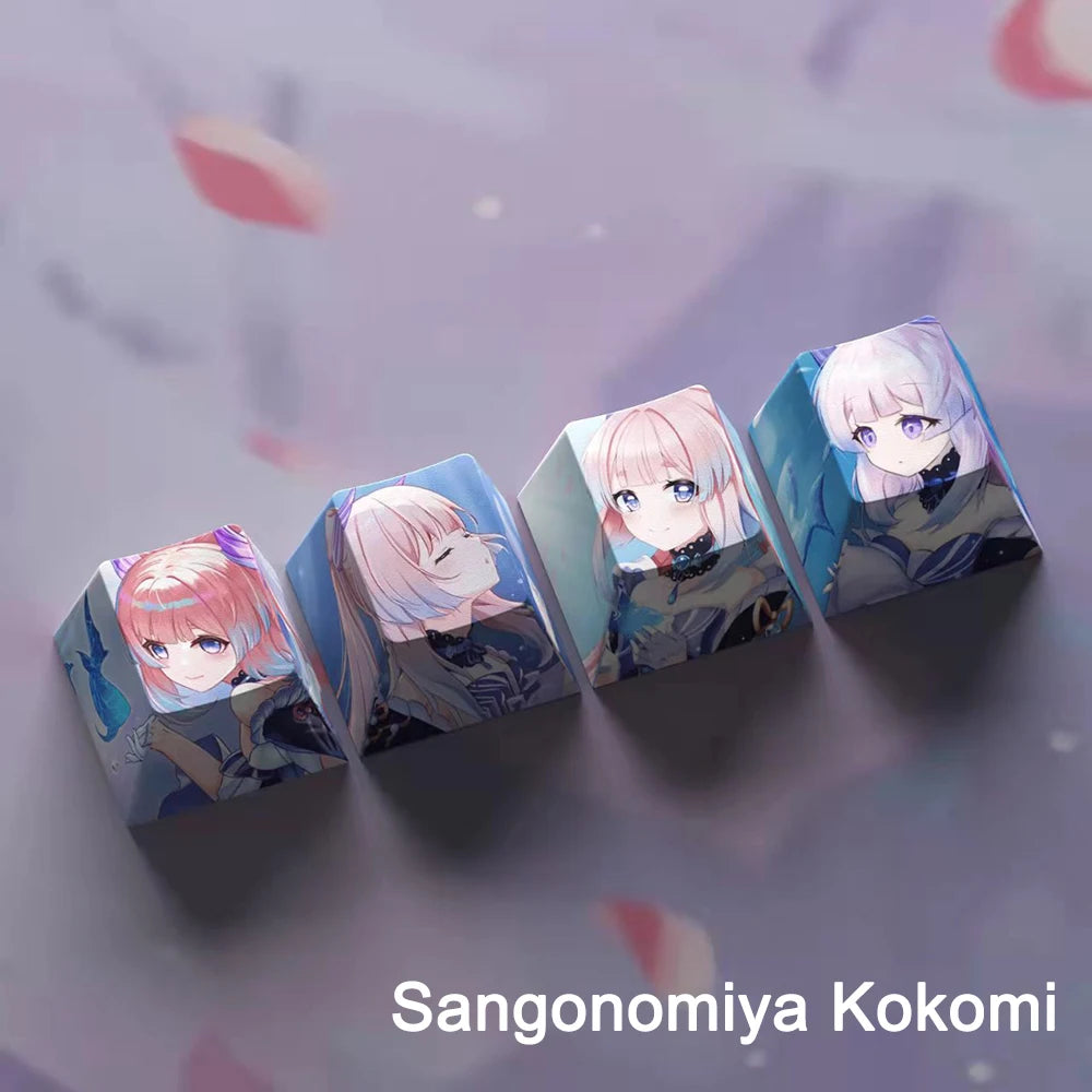 Genshin Impact Kokomi Keycaps 4pc Sublimation R4 Cherry Profile