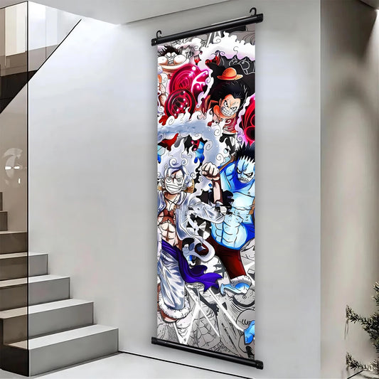 One Piece Luffy Canvas Poster Anime Hanging Scroll Home Decor