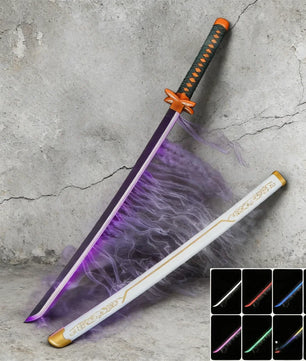 40in Demon Slayer Tsugikuni Yoriichi Katana LED Mist Original Sabre Cosplay Accessories Prop Wood Vapor Schwert Vapour Toy Gift