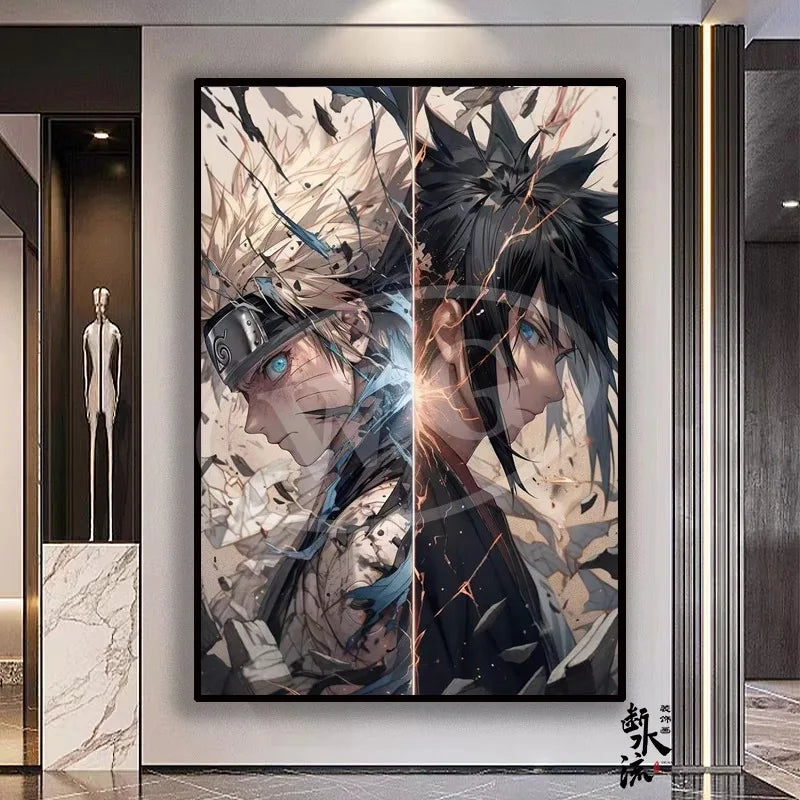 Naruto & Sasuke Poster Canvas Print Large Anime Poster