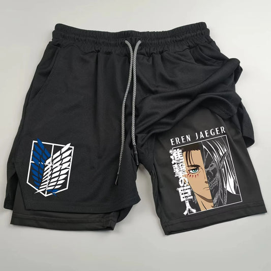 Attack on Titan Eren Compression Shorts - Men's Anime Sports Shorts