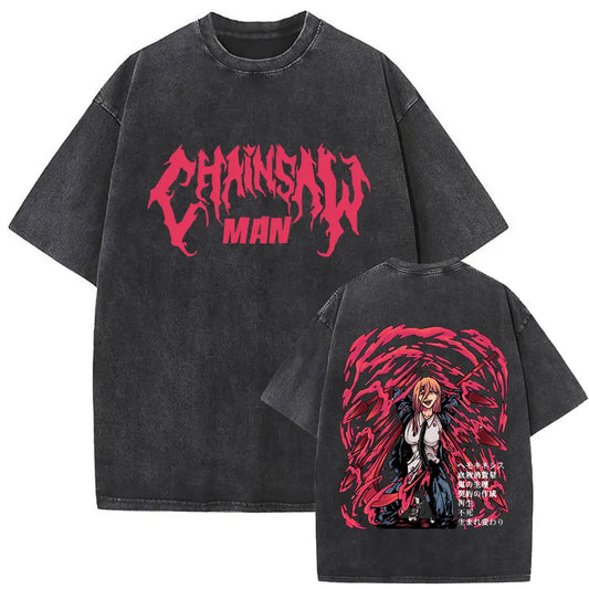 Chainsaw Man Power Shirt Vintage Oversized Style Anime Shirt