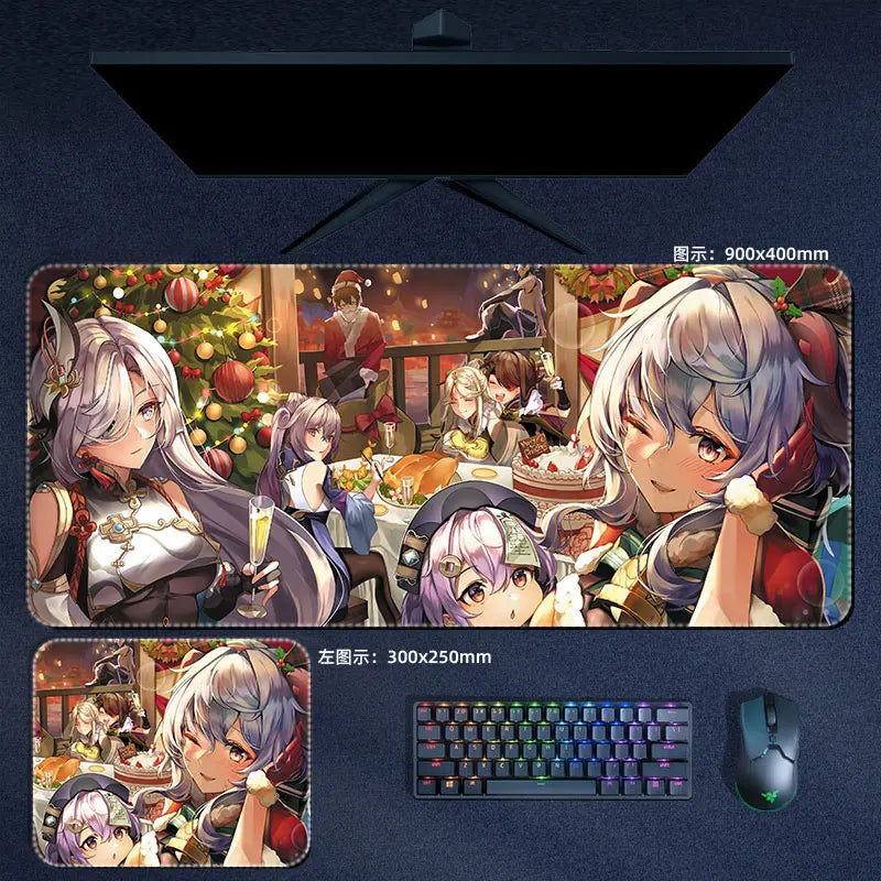 Genshin Impact Christmas Party Mouse Pad Anime Desk Mat