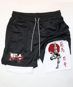 Baki Style Compression Shorts - Men's Anime Workout Shorts